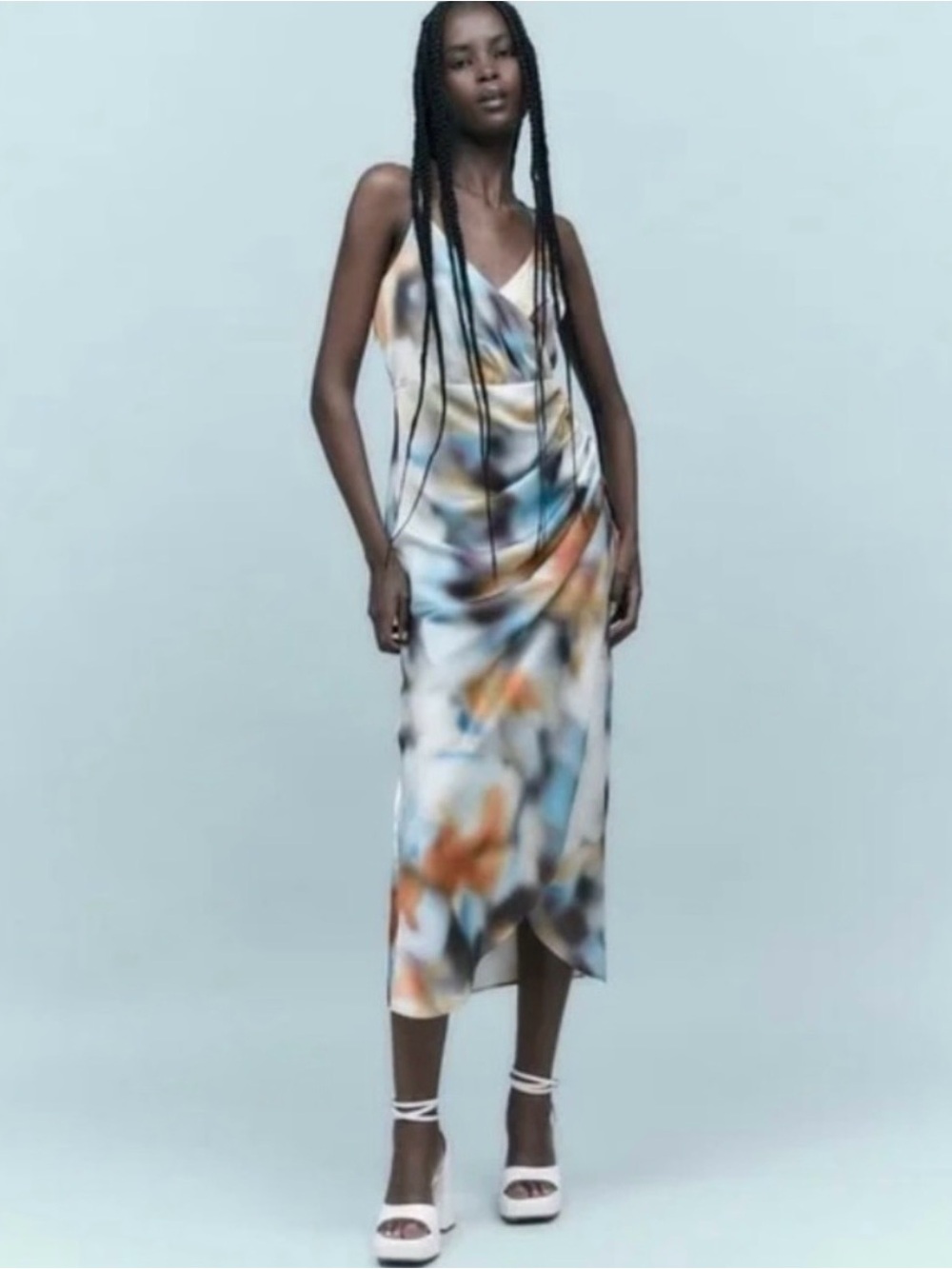 Zara Abstract Satin Midi Dress
